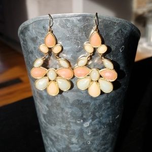 Teal, Pink & Off-White Statement Earrings